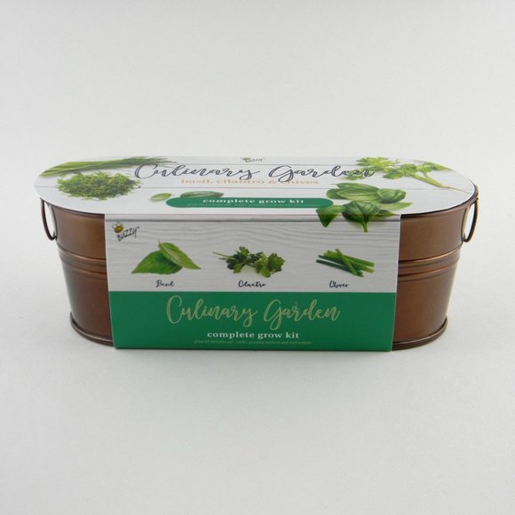 BUZZY Organic Windowsill Grow Kit | Copper Culinary Garden: Basil, Cilantro, and - Picture 1 of 4
